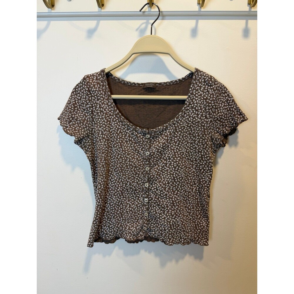 Brandy Melville Cropped Button Tee Shirt